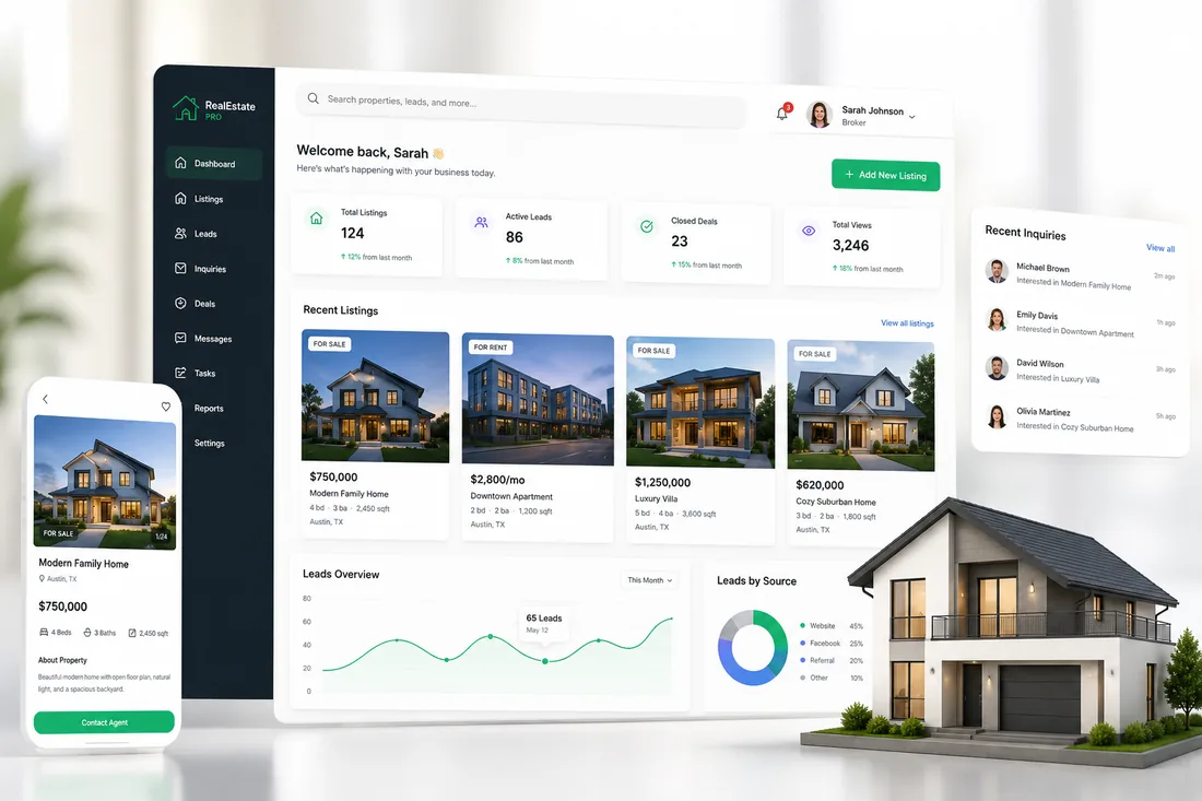 Agent dashboard with a companion mobile app
