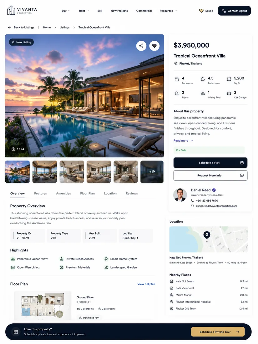 Property portal with map and search