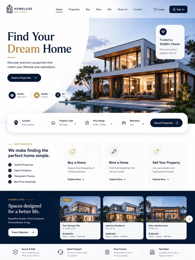 Real estate website builder interface
